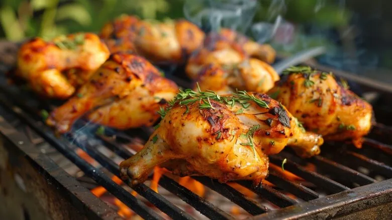 BBQグリルで焼かれる食材